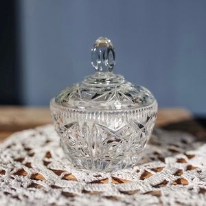 Vintage crystal bowl with lid